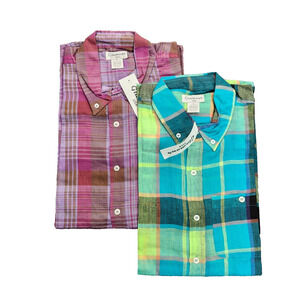 2 Pack Glamour USA 100% COTTON casual Button Up Womens shirt size Medium